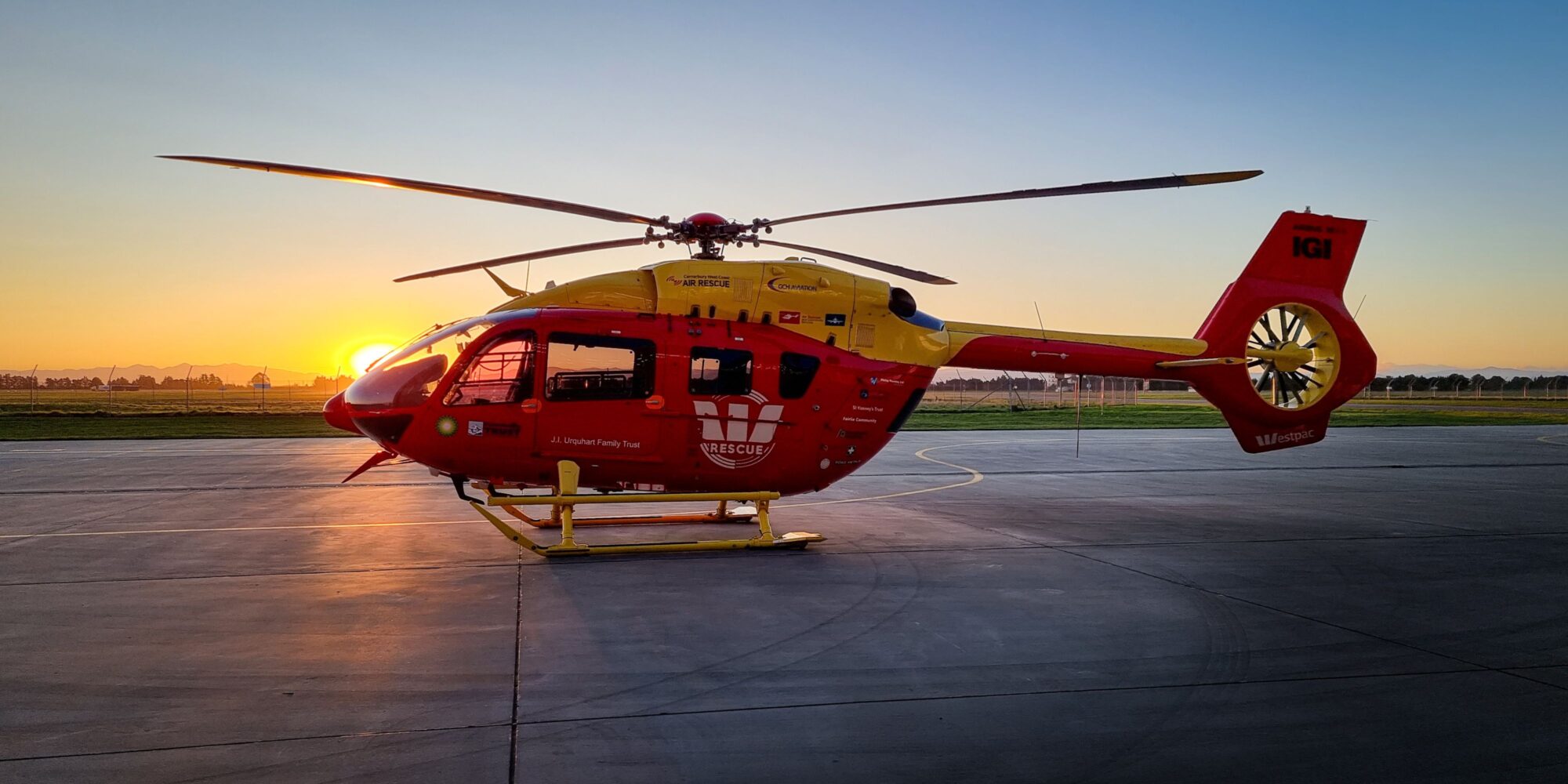 heli at sunset