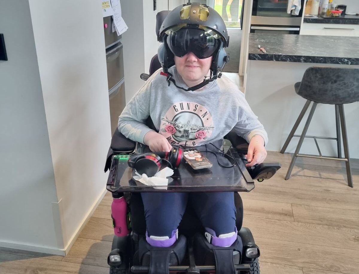 Ava with her helmet
