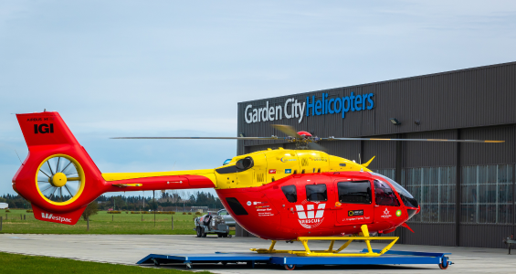Rescue helicopter at the base