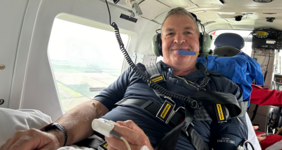 Warren Leslie in the Westpac Rescue Helicopter