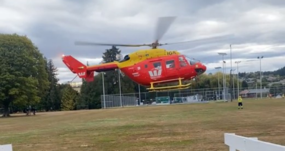 The Rescue Helicopter taking off from the Geraldine Domain