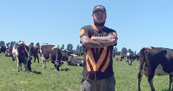 Mitch at the mid-Canterbury dairy farm he works on