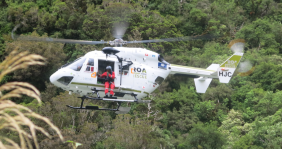 The rescue helicopter arriving for the rescue