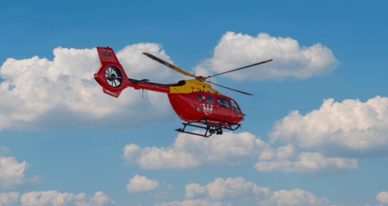 The H145 rescue helicopter with the tail number IGA
