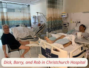 Dick, Barry and Rob in Christchurch Hospital