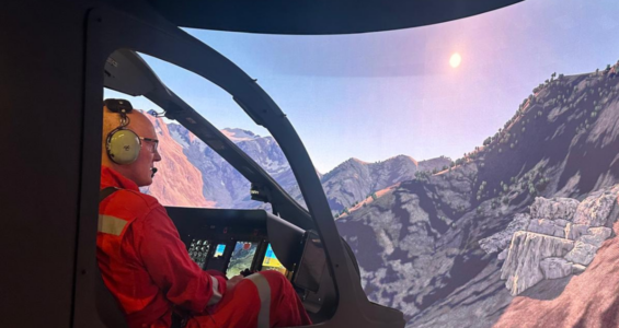 Brent Fredericksen in the Entrol H145 Simulator