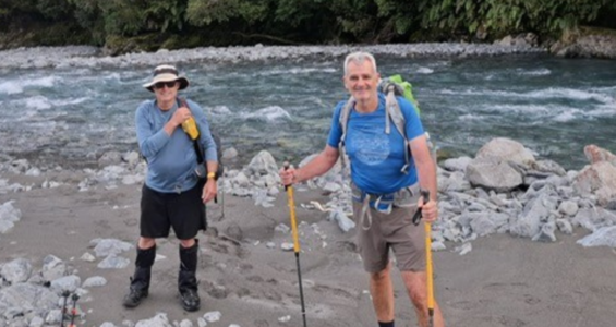Chris Woods and his friend on the trail